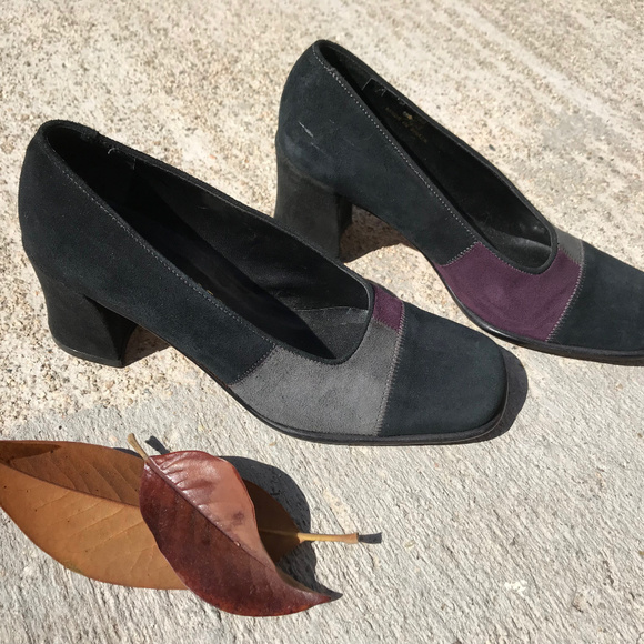 Franco Sarto suede patchwork square heels 7.5 - Picture 2 of 8